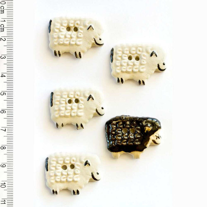 Handmade Buttons Sheep- Set of 5 (L140)-Buttons & Snaps-Wild and Woolly Yarns