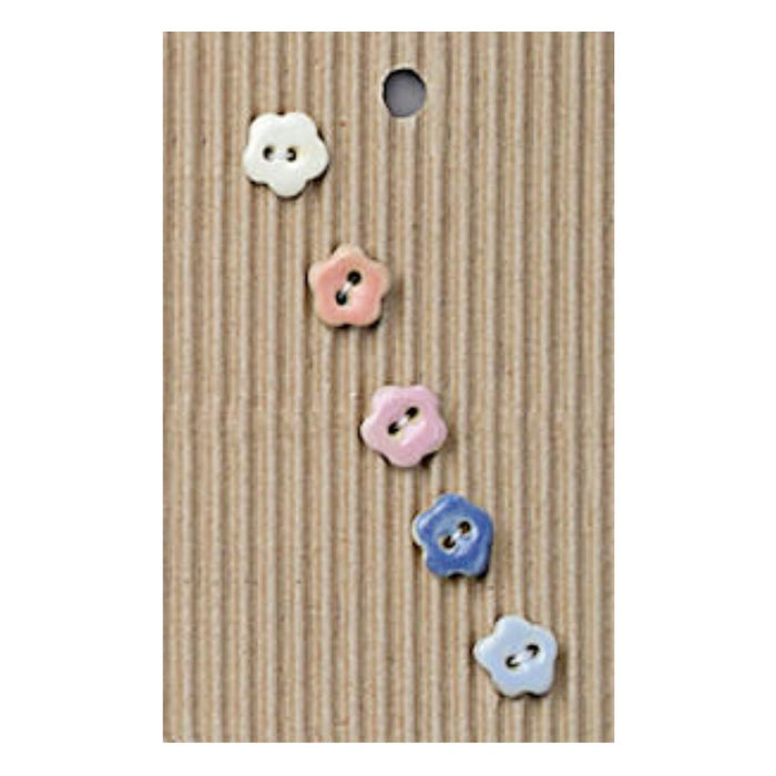 Handmade Buttons Small Flowers - Set of 5 (L555)-Buttons & Snaps-Wild and Woolly Yarns