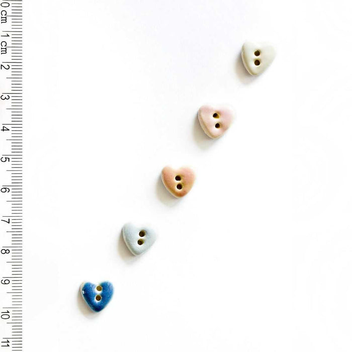 Handmade Buttons Small Hearts - Set of 5 (L554)-Buttons & Snaps-Wild and Woolly Yarns