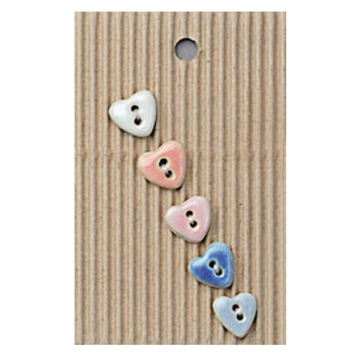 Handmade Buttons Small Hearts - Set of 5 (L554)-Buttons & Snaps-Wild and Woolly Yarns