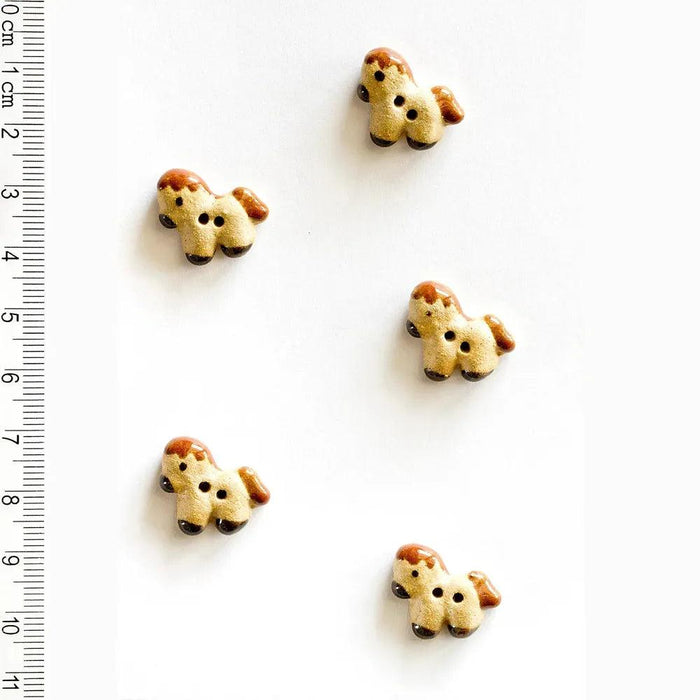 Handmade Buttons Teeny Horse - Set of 5 (L542)-Buttons & Snaps-Wentworth Distributors-Wild & Woolly Yarns