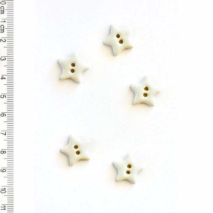 Handmade Buttons White Stars - Set of 5 (L235)-Buttons & Snaps-Wild and Woolly Yarns