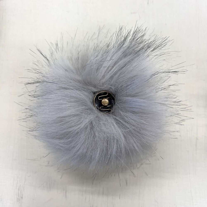 Pom Poms Grey - 10cm with Snap Fastener-Buttons & Snaps-Wild and Woolly Yarns