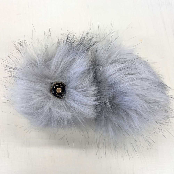 Pom Poms Grey - 10cm with Snap Fastener-Buttons & Snaps-Wild and Woolly Yarns