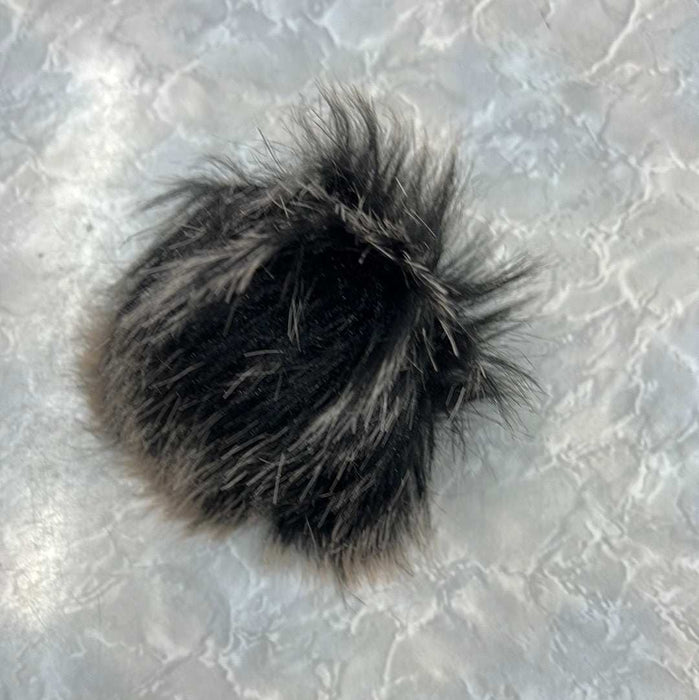 Pom Poms - Medium (6cm) Elastic Loop-Buttons & Snaps-Wild & Woolly Yarns-Black/Grey-Wild & Woolly Yarns