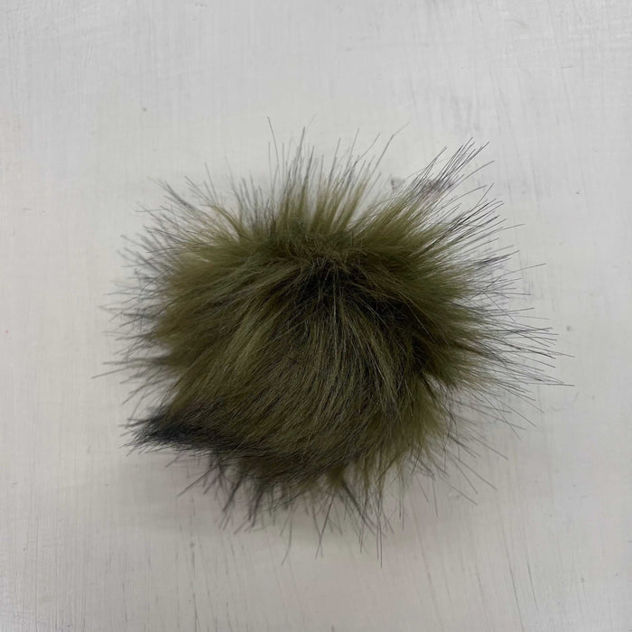 Pom Poms - Medium (6cm) Elastic Loop-Buttons & Snaps-Wild & Woolly Yarns-Moss Green-Wild & Woolly Yarns