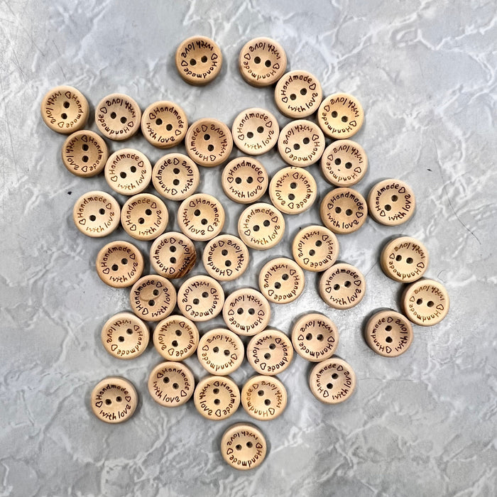 Wooden Buttons - Handmade With Love-Buttons & Snaps-Wild and Woolly Yarns