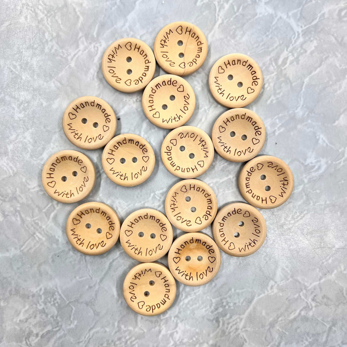 Wooden Buttons - Handmade With Love-Buttons & Snaps-Wild & Woolly Yarns-15mm-Wild & Woolly Yarns