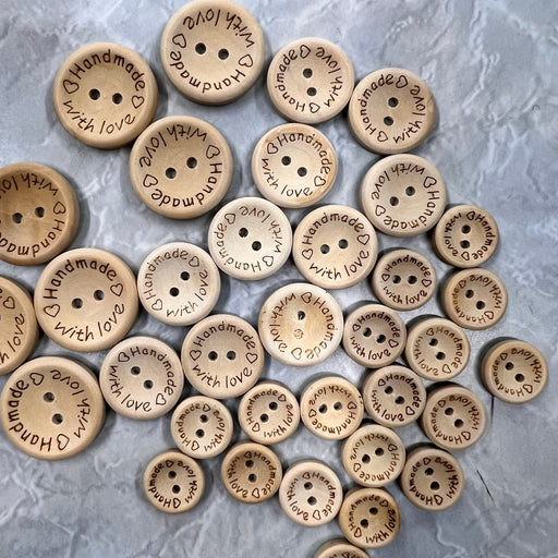 Wooden Buttons - Handmade With Love-Buttons & Snaps-Wild and Woolly Yarns