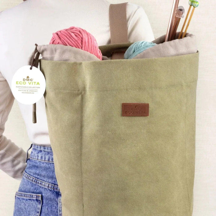 DMC Eco Vita Knitting & Crochet Kit Bag - Khaki-Knitting Bag-CraftCo-Wild & Woolly Yarns