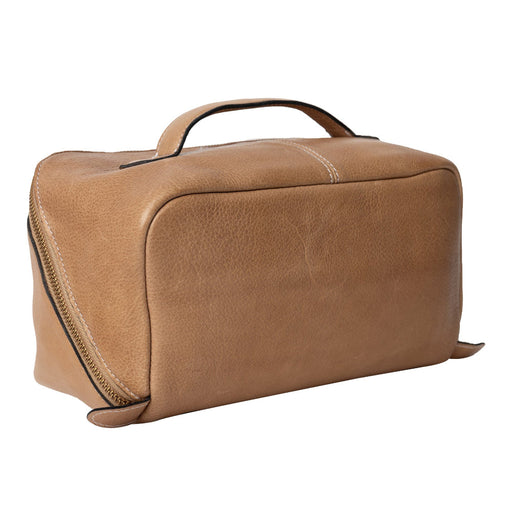 Taupe Project 10 Knitting Bag in soft grained leather, ideal for sweater projects.