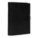 Black and Gold leather interchangeable knitting needle case with multiple pockets.