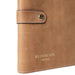 Taupe leather Project 14 interchangeable needle case with snap closure for organizing knitting accessories.