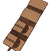 Knitting needle case with snap closures, multiple pockets, leather design, and elastic band for organization.