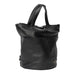 Black leather Project 24 backpack for knitting, featuring multiple pockets and spacious design.