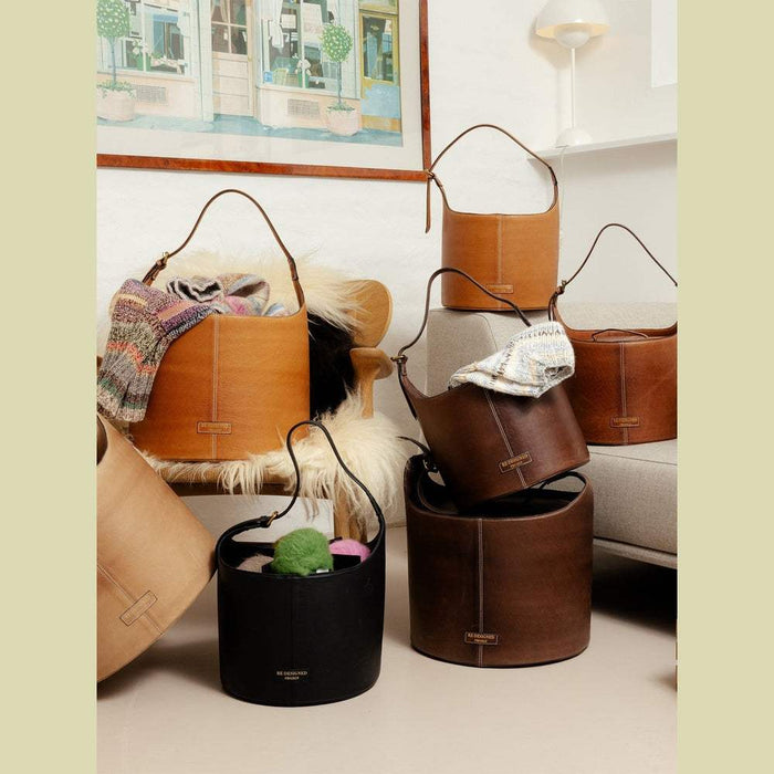 Project 26 Small Bucket Bag (Black)-Knitting Bag-RE:DESIGNED-Wild & Woolly Yarns