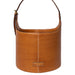 Project 26 Small Bucket Bag in Burned Tan leather with a minimalist design and sturdy handle.