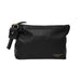 Black and gold Project 3 Knitting Bag made of soft leather with pockets and zipper, featuring a side handle and keyring.