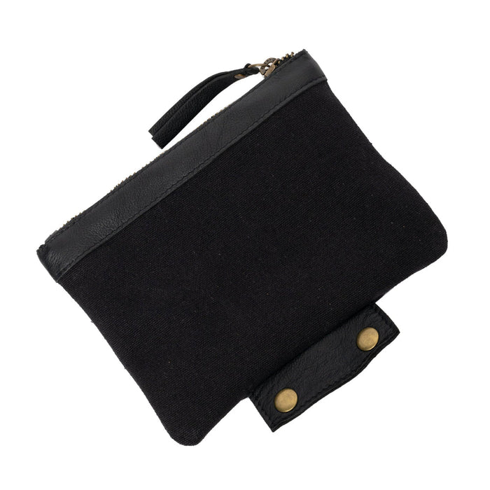 Black Project 32 knitting project bag with leather details, zippered compartment, and additional pockets for organizing knitting tools.