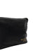 Black and gold leather knitting bag with zipper and pockets.