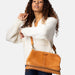 Knitting Bag - Project 45 leather bag in burned tan with shoulder strap.