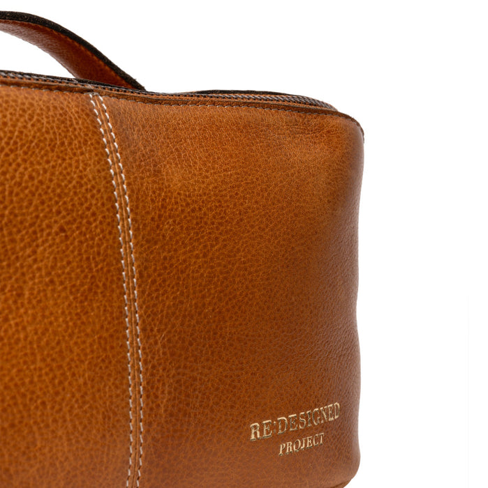 Project 9 Knitting Project Bag in Burned Tan/Brass leather with patinated finish.