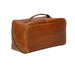 Knitting project bag in burned tan and gold premium leather with patinated finish.