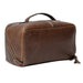 Premium leather knitting bag in Woodsmoke with a patinated finish, dedicated spaces for tools, and timeless design.