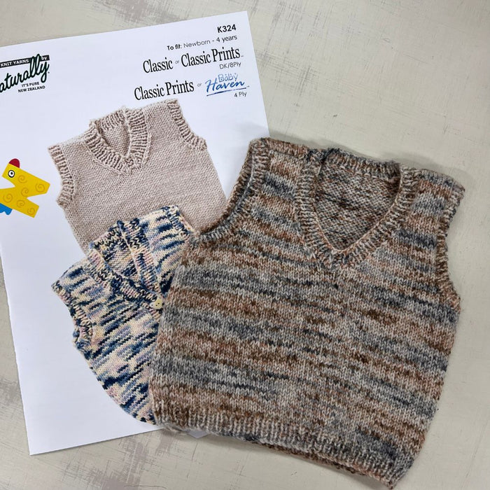 Classic Baby / Toddler Pullover Vest Knit Kit-Knitting Kit-Wild and Woolly Yarns