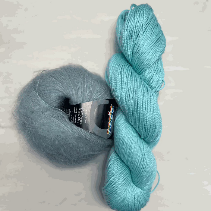 'Cosy' A Simple Scarf Knit Kit-Knitting Kit-Wild & Woolly Yarns-Road Trip & Natural Steel-Without Needles-Wild & Woolly Yarns