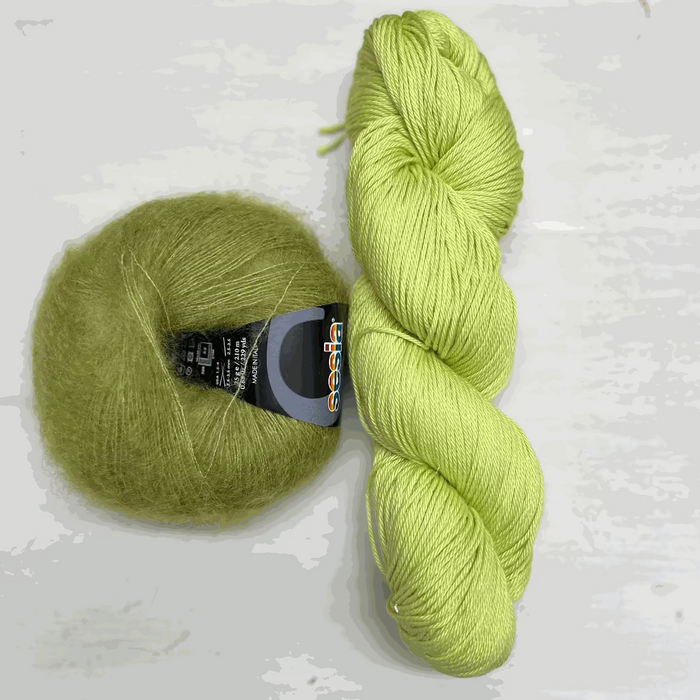 'Cosy' A Simple Scarf Knit Kit-Knitting Kit-Wild & Woolly Yarns-Lightning & Pistachio-Without Needles-Wild & Woolly Yarns