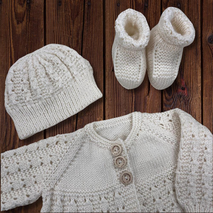 Matinee Jacket, Hat Booties Knit Kit - Main Image