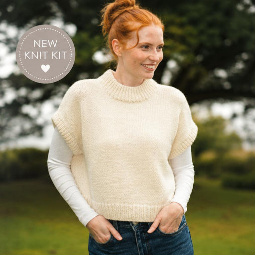 Paula Vest Knit Kit-Knitting Kit-Wild & Woolly Yarns-Small / Medium-Natural (1500)-Wild & Woolly Yarns