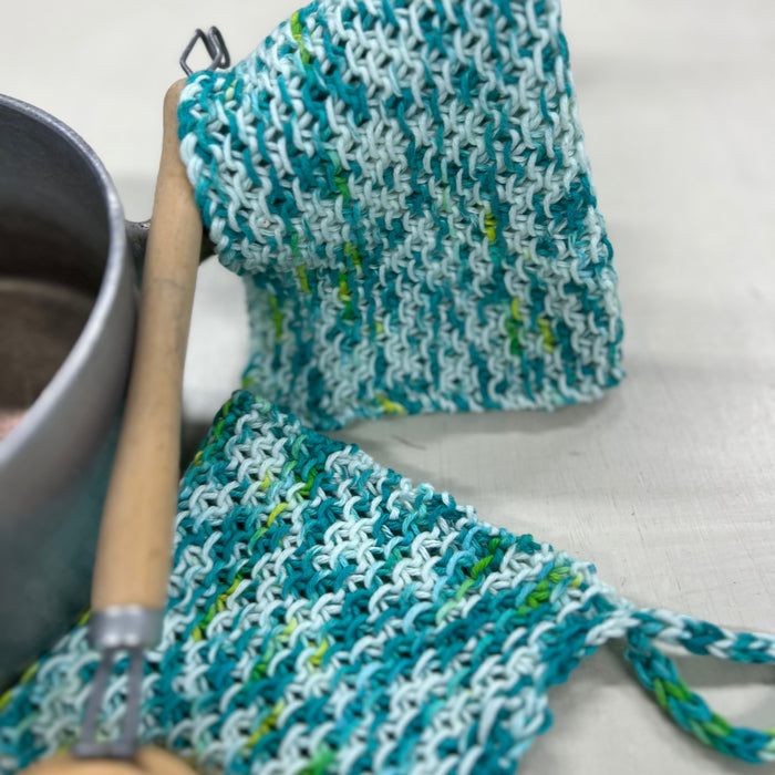 Waves Organic Wash Cloth Knit Kit-Knitting Kit-Wild & Woolly Yarns-Violets (3101)-Wild & Woolly Yarns