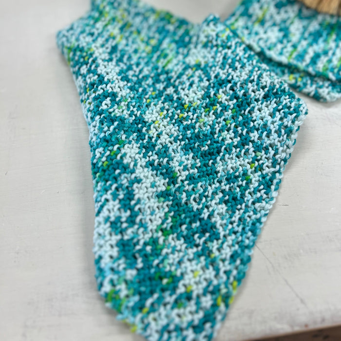 Waves Organic Wash Cloth Knit Kit-Knitting Kit-Wild & Woolly Yarns-Violets (3101)-Wild & Woolly Yarns