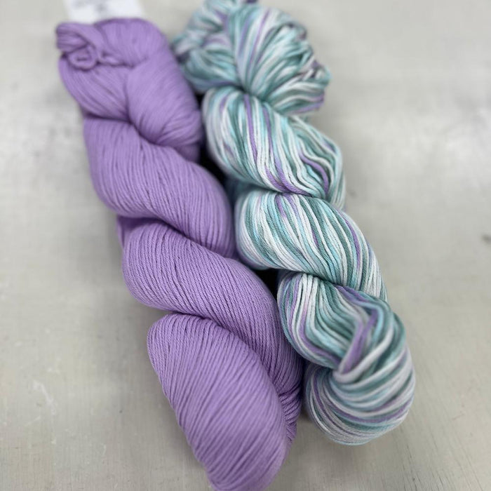 Waves Organic Wash Cloth Knit Kit-Knitting Kit-Wild & Woolly Yarns-Tropical Storm (3108) & Summer Flowers (3120)-Wild & Woolly Yarns