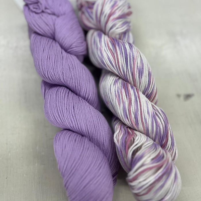 Waves Organic Wash Cloth Knit Kit-Knitting Kit-Wild & Woolly Yarns-Violets (3101) & Summer Flowers (3120)-Wild & Woolly Yarns