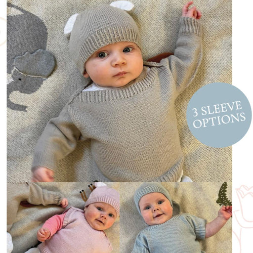 Baby Envelope Neck Top & Beanie Knit Kit-Needlecraft Kits-Wild & Woolly Yarns-3 Months-Pinky (1961)-Wild & Woolly Yarns
