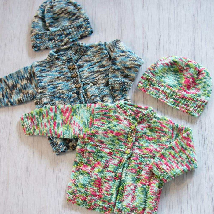 Baby Jacket & Hat Knit Kit-Needlecraft Kits-Wild & Woolly Yarns-0179-Newborn-Wild & Woolly Yarns