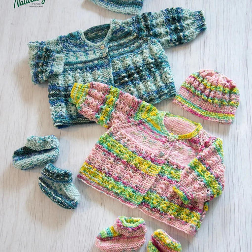 Baby Matinee Jacket, Hat & Booties Knit Kit-Needlecraft Kits-Wild & Woolly Yarns-Newborn-Solar Power (11530)-Wild & Woolly Yarns