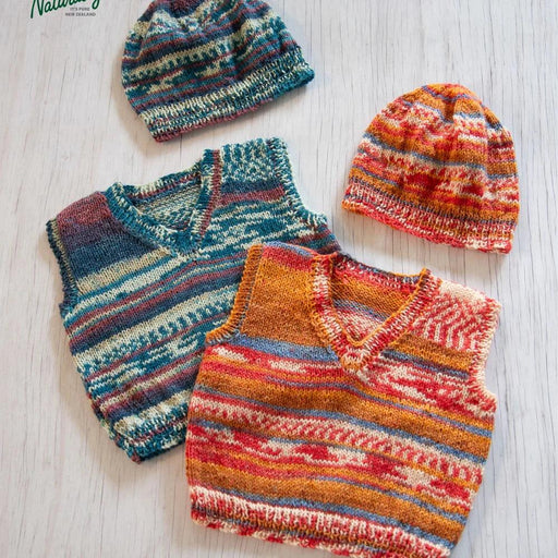 Baby & Toddler Vest & Hat Knit Kit-Needlecraft Kits-Wild & Woolly Yarns-6 Months / 9 Months / 12-18 Months-Dancing Leaves (11470)-Wild & Woolly Yarns