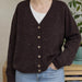 Bottom Up V Neck Cardigan Knit Kit-Needlecraft Kits-Wild & Woolly Yarns-Small / Medium-Chocolate Brown (ADTCCR7)-Wild & Woolly Yarns