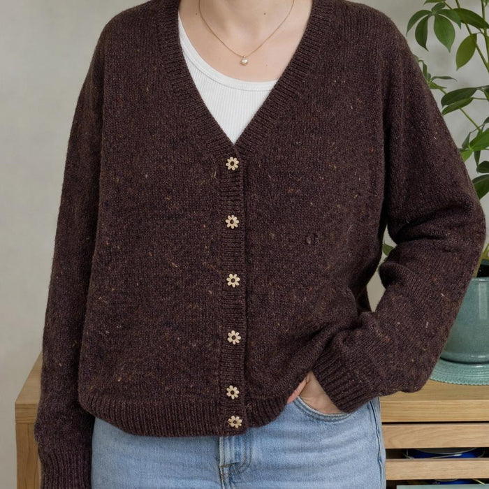 Bottom Up V Neck Cardigan Knit Kit-Needlecraft Kits-Wild & Woolly Yarns-Small / Medium-Cider (ADTCCR3)-Wild & Woolly Yarns