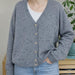 Bottom Up V Neck Cardigan Knit Kit-Needlecraft Kits-Wild & Woolly Yarns-Small / Medium-Grey (ADTCCQ3)-Wild & Woolly Yarns