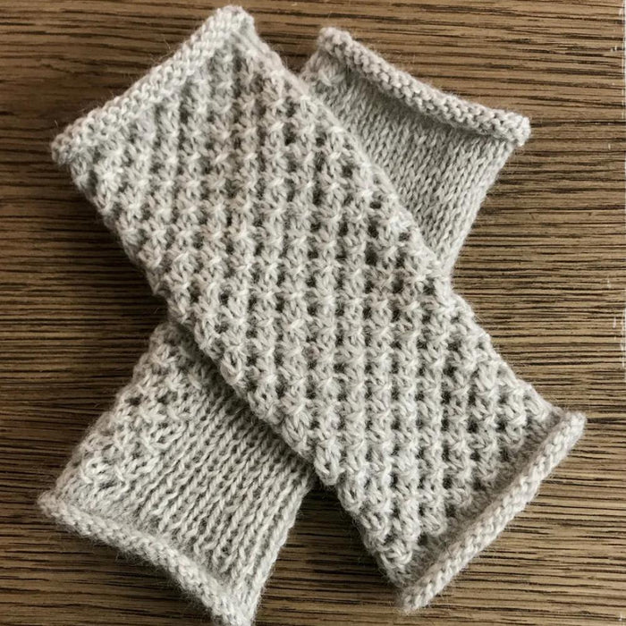 Briar Mits Knit Kit-Needlecraft Kits-Wild & Woolly Yarns-Oatmeal (001)-Without Needles-Wild &amp; Woolly Yarns