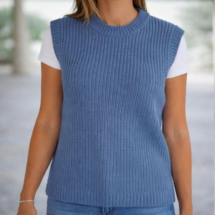 Broken Rib Vest Knit Kit-Needlecraft Kits-Wild & Woolly Yarns-Cadet-Small-Wild & Woolly Yarns