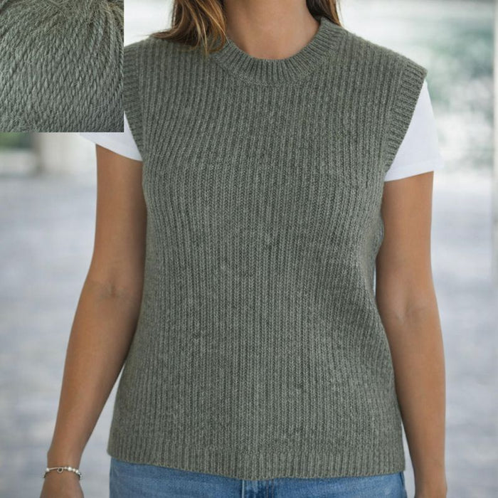Broken Rib Vest Knit Kit-Needlecraft Kits-Wild & Woolly Yarns-Hunter-Small-Wild & Woolly Yarns