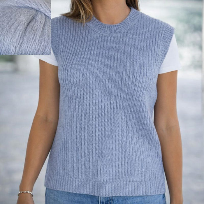 Broken Rib Vest Knit Kit-Needlecraft Kits-Wild & Woolly Yarns-Mineral-Small-Wild & Woolly Yarns