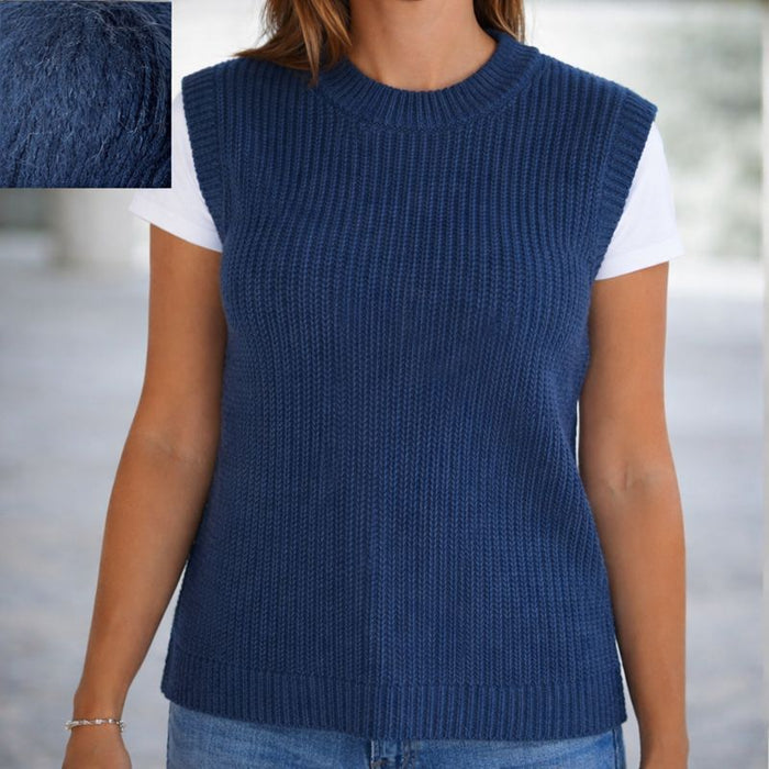 Broken Rib Vest Knit Kit-Needlecraft Kits-Wild & Woolly Yarns-Prussian-Small-Wild & Woolly Yarns