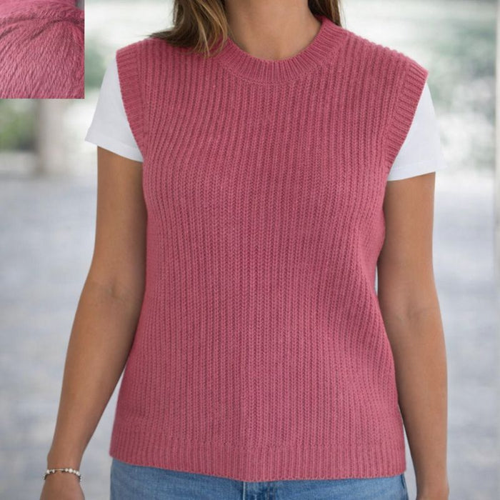 Broken Rib Vest Knit Kit-Needlecraft Kits-Wild & Woolly Yarns-Rose-Small-Wild & Woolly Yarns